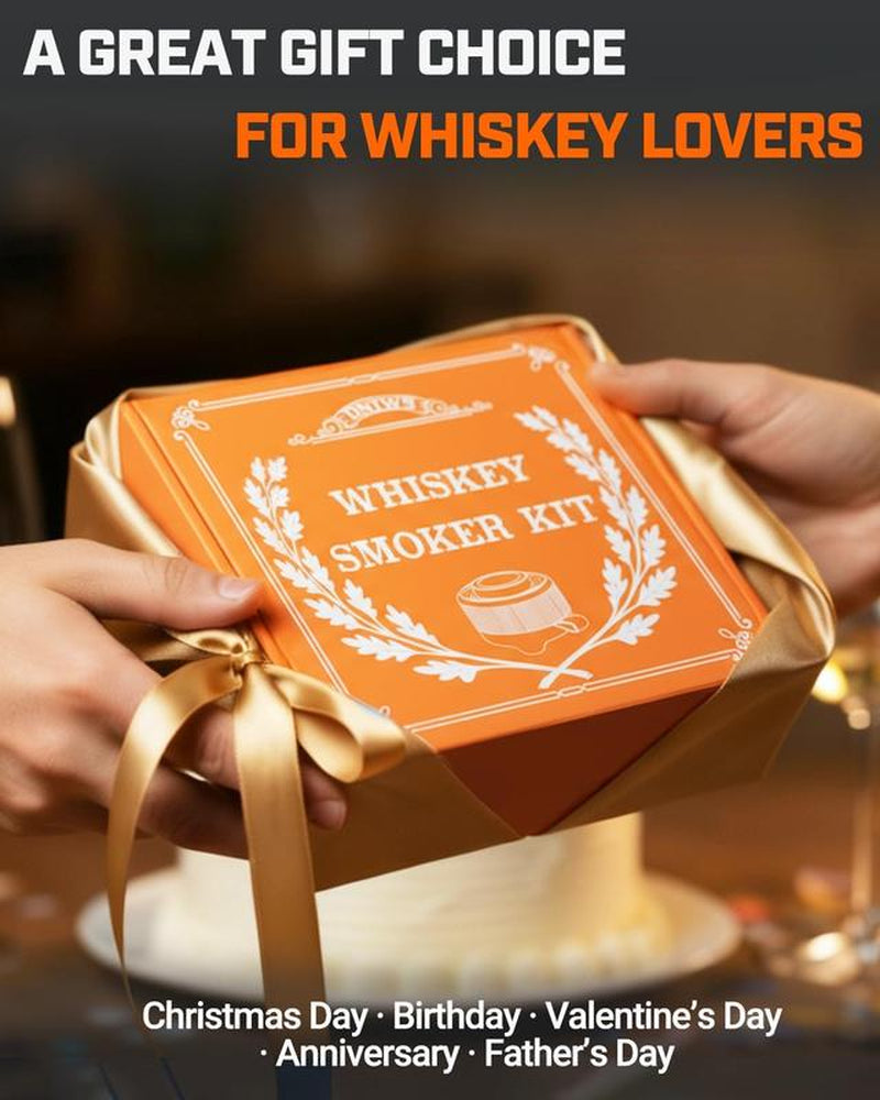 Electric Whiskey Smoker Kit with Adjustable Smoke Control (0–60S), Cocktail Smoker Kit with 6 Wood Chips, No Butane Needed, Old Fashioned Smoker Kit, Bourbon Gifts for Men, Wood Grain